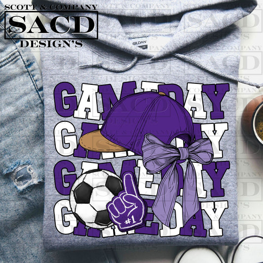 "GAMEDAY" SOCCER COQUETTE PNG DIGITAL DESIGN (PURPLE)