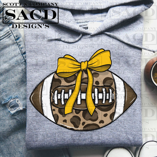 "LEOPARD FOOTBALL" COQUETTE BOW PNG DIGITAL DESIGN (YELLOW)