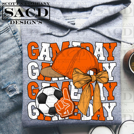 "GAMEDAY" SOCCER COQUETTE PNG DIGITAL DESIGN (ORANGE)