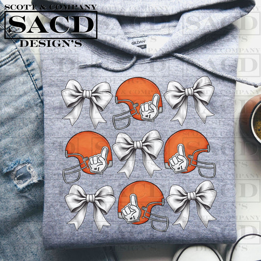 "FOOTBALL" PREPPY COQUETTE GAMEDAY PNG DIGITAL DESIGN (ORANGE/WHITE)