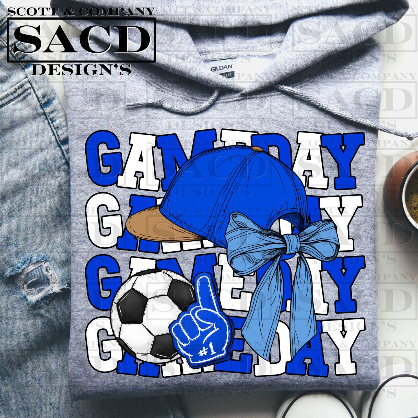 "GAMEDAY" SOCCER COQUETTE PNG DIGITAL DESIGN (BLUE)