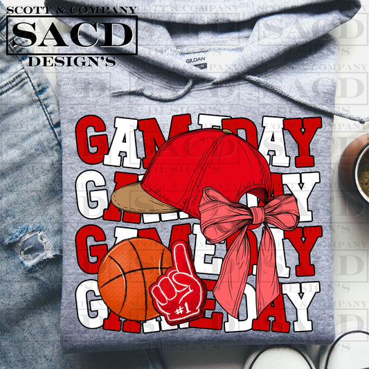 "GAMEDAY" BASKETBALL COQUETTE PNG DIGITAL DESIGN (RED)