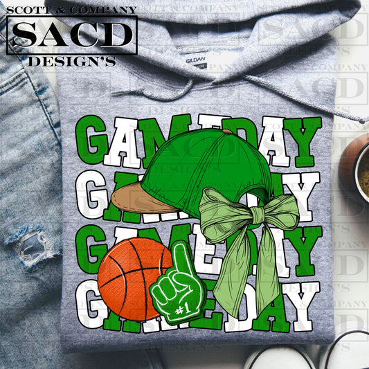 "GAMEDAY" BASKETBALL COQUETTE PNG DIGITAL DESIGN (GREEN)