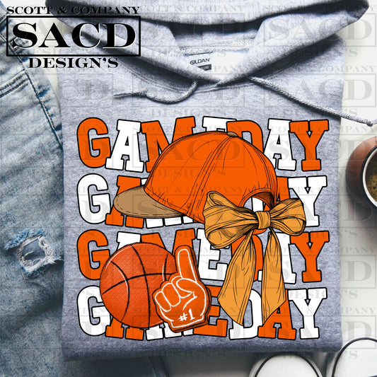 "GAMEDAY" BASKETBALL COQUETTE PNG DIGITAL DESIGN (ORANGE)