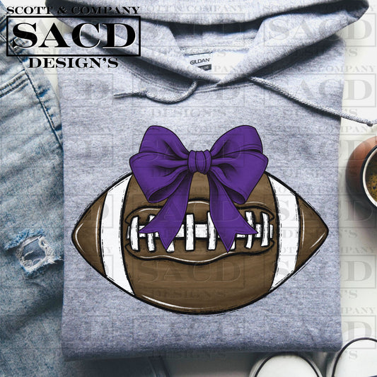 "FOOTBALL" COQUETTE BOW PNG DIGITAL DESIGN (PURPLE)