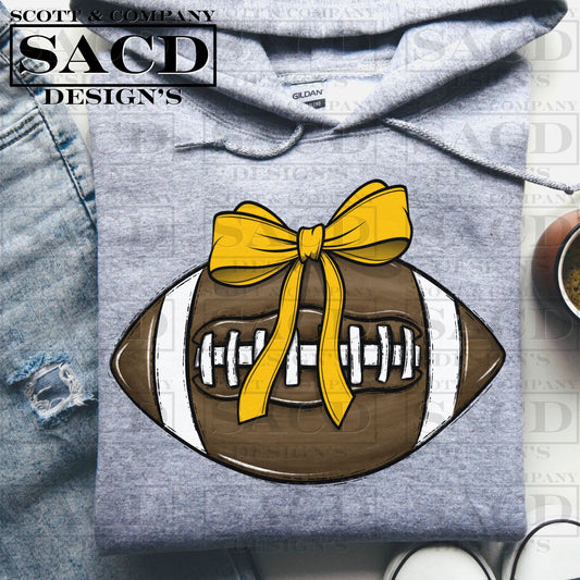 "FOOTBALL" COQUETTE BOW PNG DIGITAL DESIGN (YELLOW)