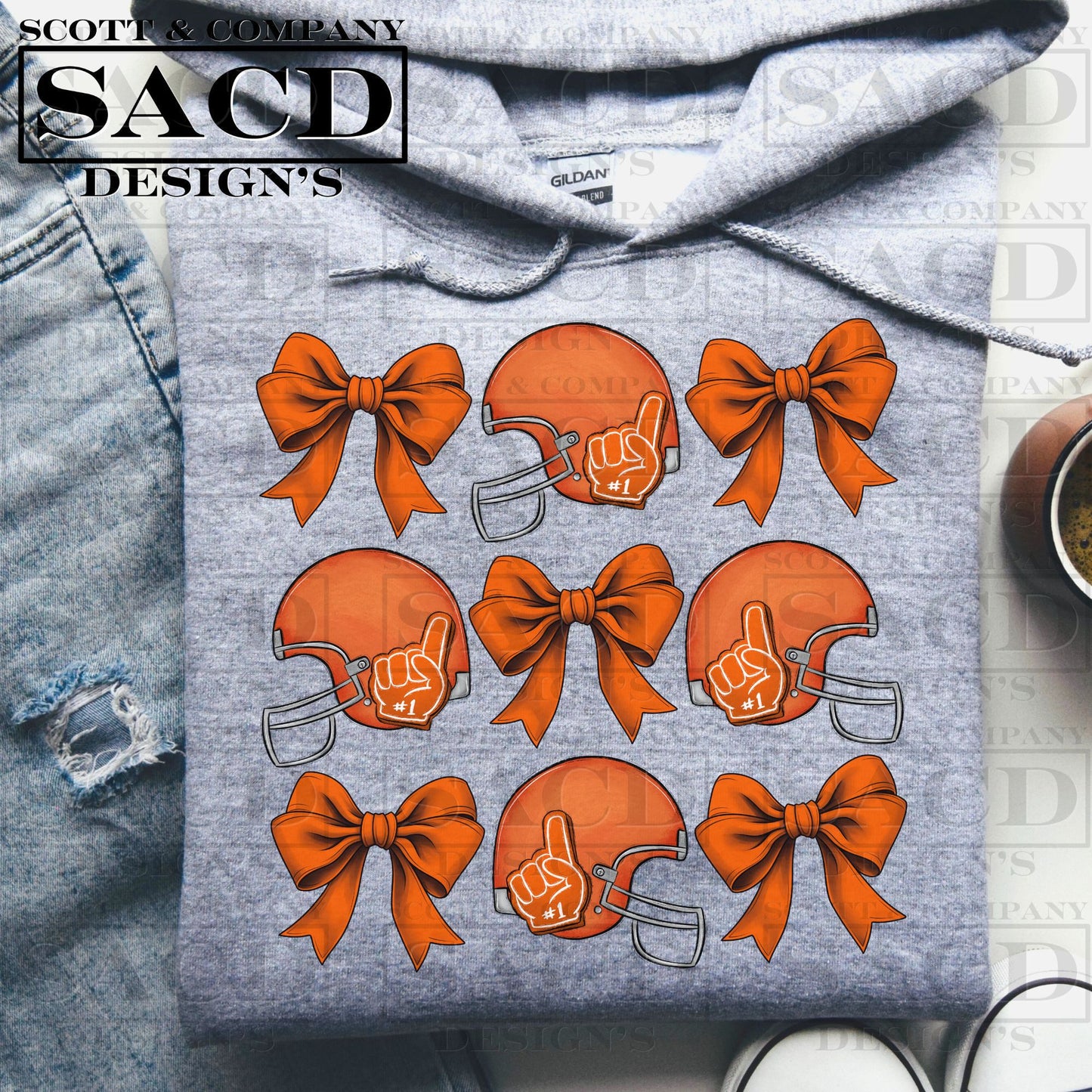 "FOOTBALL" PREPPY COQUETTE GAMEDAY PNG DIGITAL DESIGN (ORANGE)