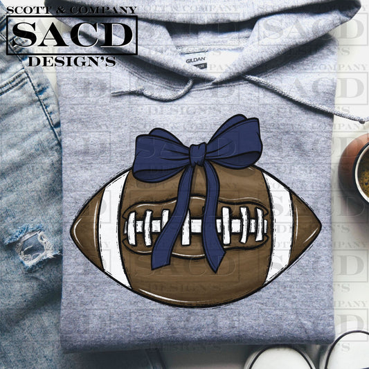 "FOOTBALL" COQUETTE BOW PNG DIGITAL DESIGN (NAVY)