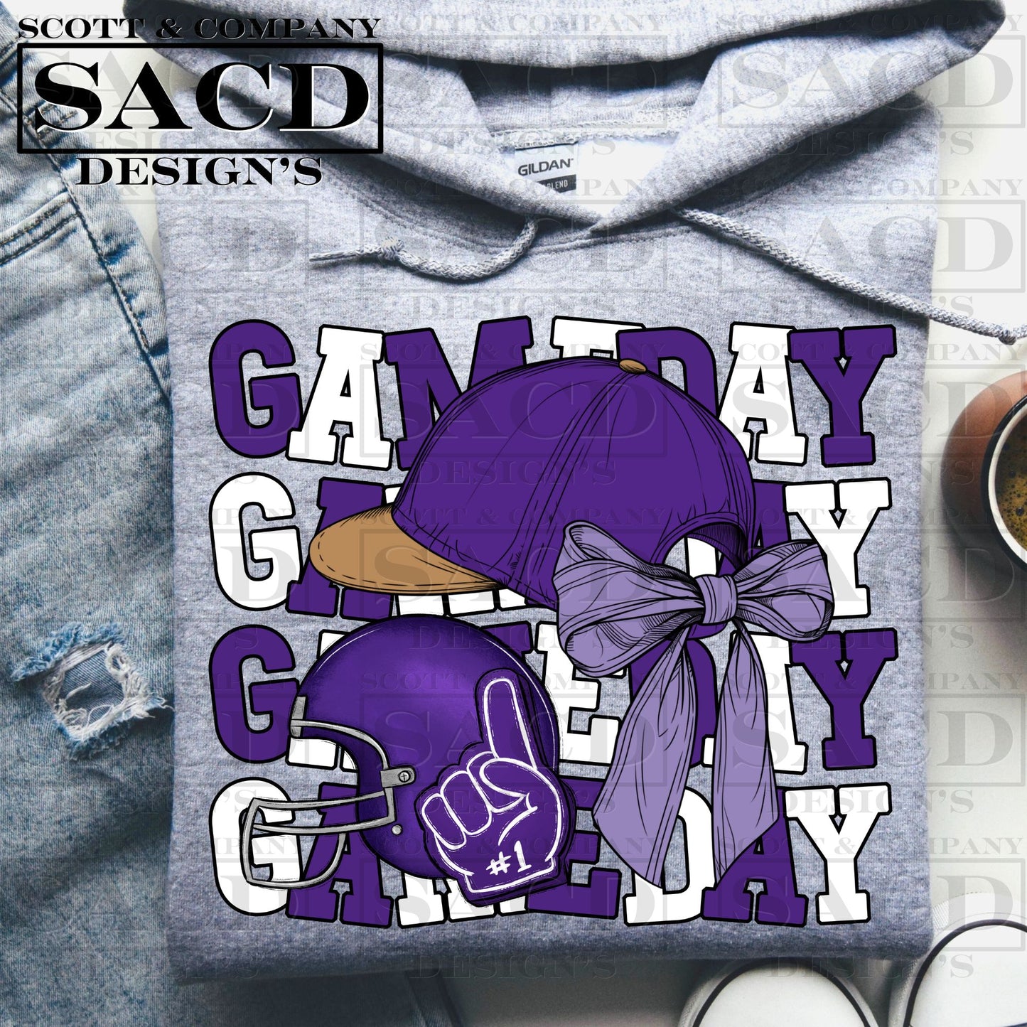 "GAMEDAY" FOOTBALL COQUETTE PNG DIGITAL DESIGN (PURPLE)