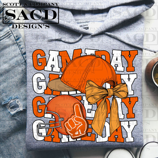 "GAMEDAY" FOOTBALL COQUETTE PNG DIGITAL DESIGN (ORANGE)