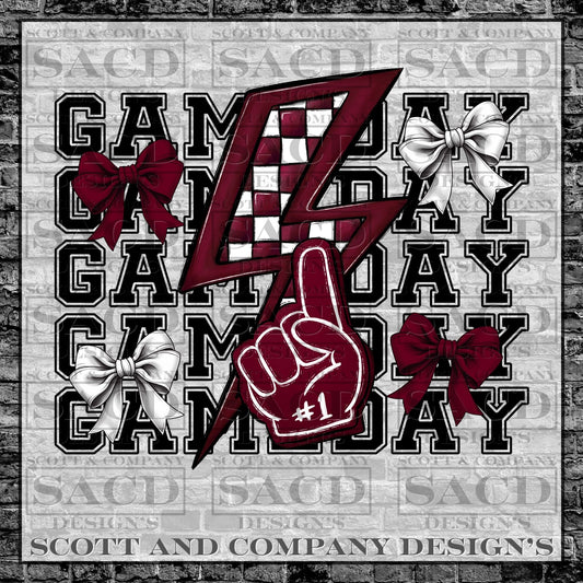 "GAMEDAY" PREPPY BOW COQUETTE FOOTBALL GAMEDAY PNG DIGITAL DESIGN (BURGUNDY/MAROON)