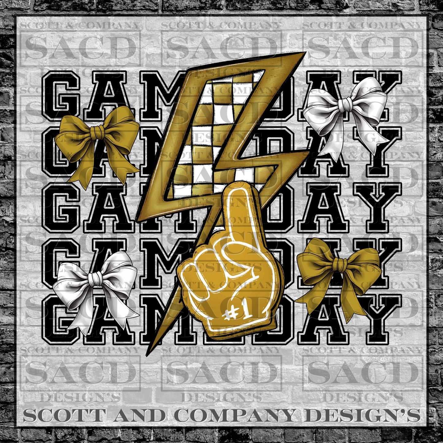 "GAMEDAY" PREPPY BOW COQUETTE FOOTBALL GAMEDAY PNG DIGITAL DESIGN (GOLD)