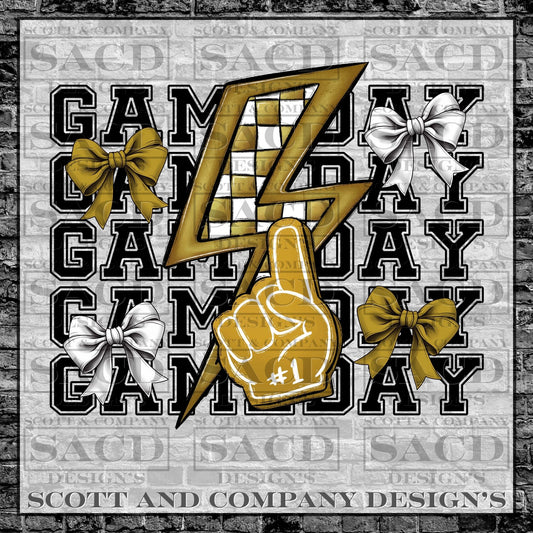 "GAMEDAY" PREPPY BOW COQUETTE FOOTBALL GAMEDAY PNG DIGITAL DESIGN (GOLD)