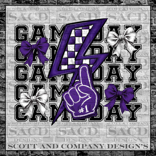 "GAMEDAY" PREPPY BOW COQUETTE FOOTBALL GAMEDAY PNG DIGITAL DESIGN (PURPLE)