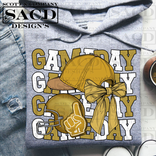 "GAMEDAY" FOOTBALL COQUETTE PNG DIGITAL DESIGN (GOLD)