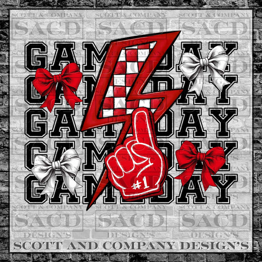 "GAMEDAY" PREPPY BOW COQUETTE FOOTBALL GAMEDAY PNG DIGITAL DESIGN (RED)