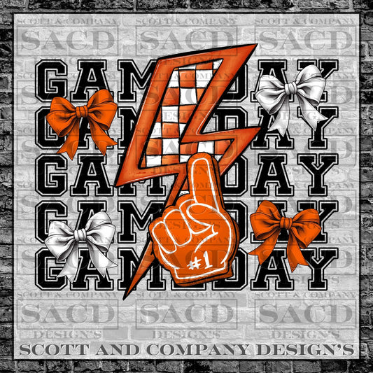 "GAMEDAY" PREPPY BOW COQUETTE FOOTBALL GAMEDAY PNG DIGITAL DESIGN (ORANGE)