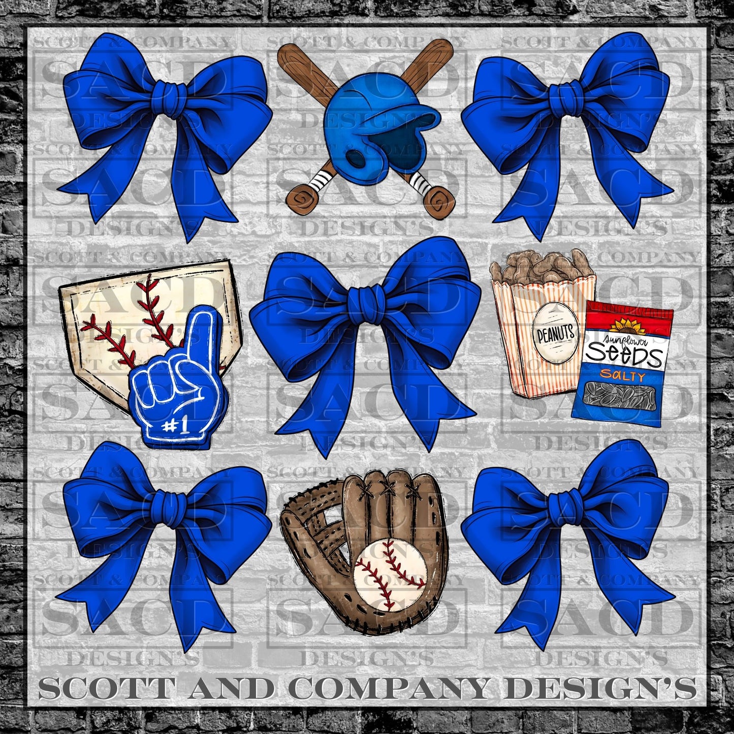 "BASEBALL" PREPPY COQUETTE GAMEDAY PNG DIGITAL DESIGN (BLUE)