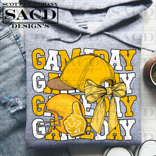 "GAMEDAY" FOOTBALL COQUETTE PNG DIGITAL DESIGN (YELLOW)