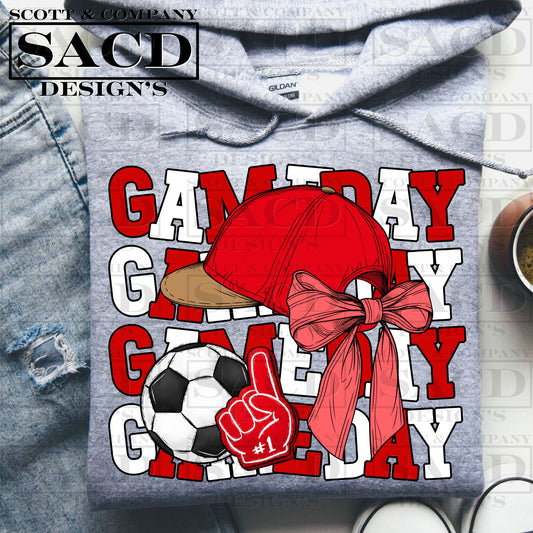 "GAMEDAY" SOCCER COQUETTE PNG DIGITAL DESIGN (RED)